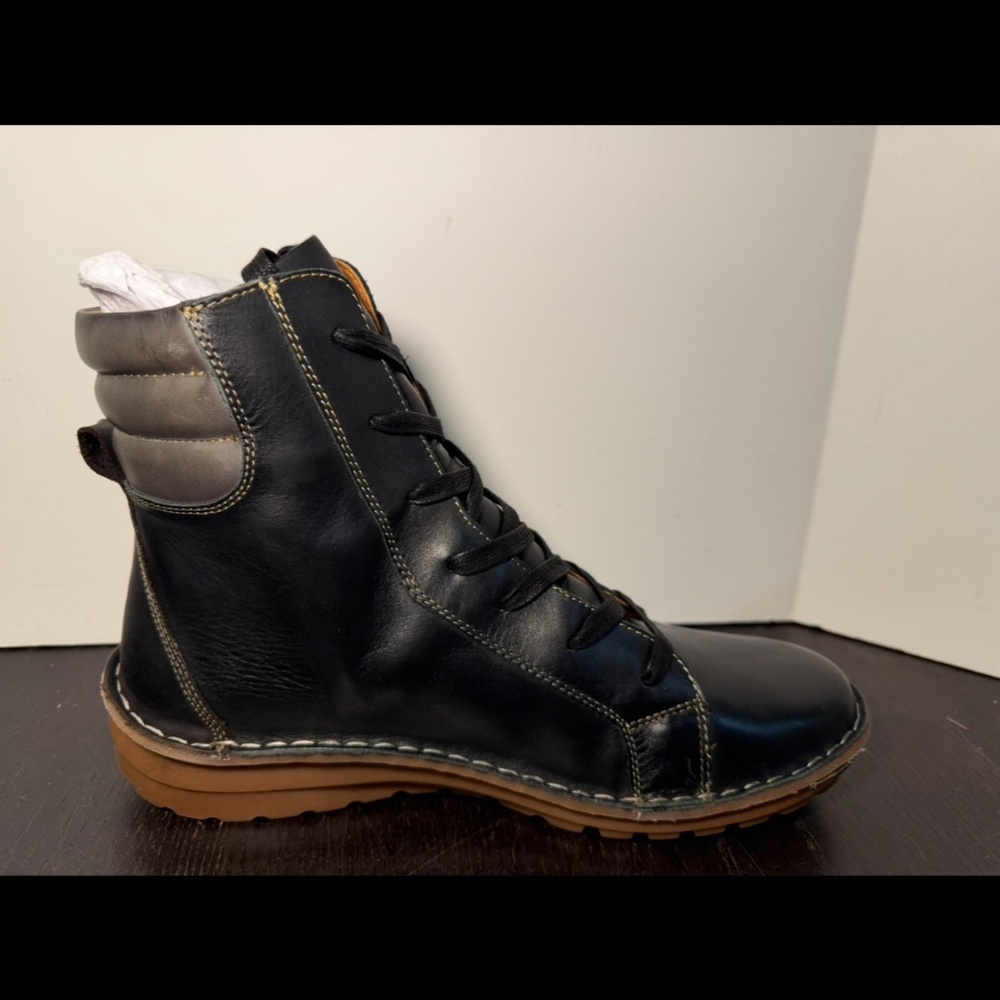 Pikolinos Cazorla Leather Flat Ankle Boots Black/Brown Womans EU 41/US 10-10.5 - Picture 3 of 16